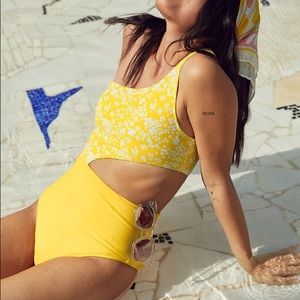 aerie one shoulder cut-out swimsuit